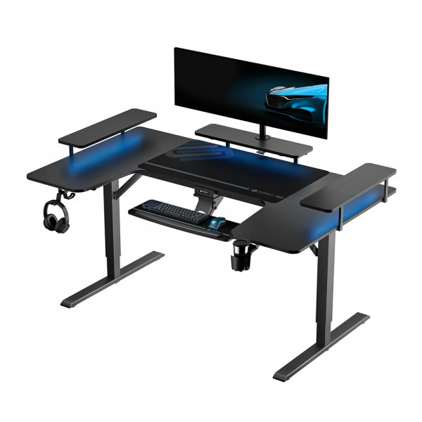 Eureka Ergonomic U-Shaped Standing Desk (74x23) with Accessories Set, Black  